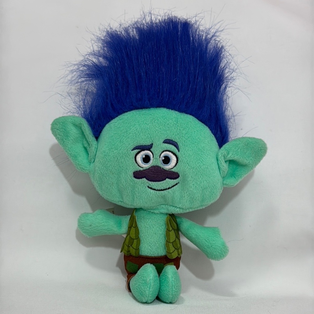 Branch Green Troll Blue Hair Plush Doll Stuffed Animal 12” Dreamworks 2015